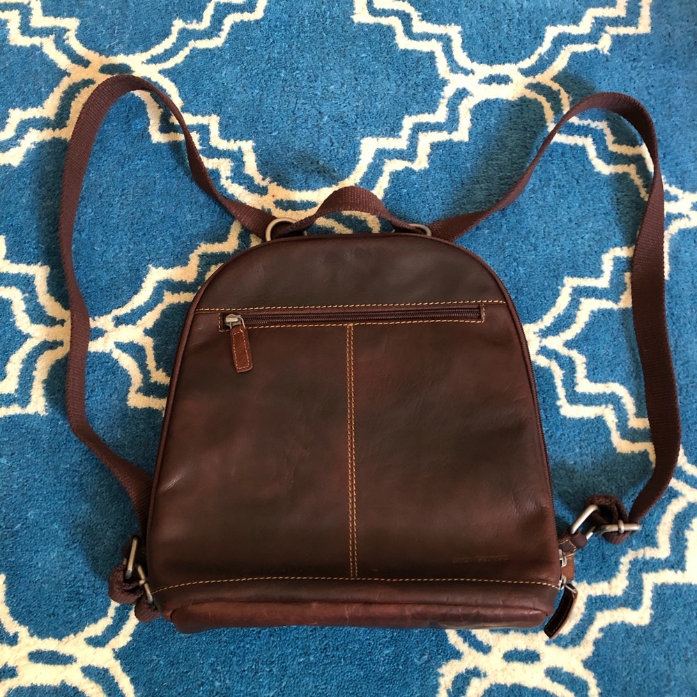Jack Georges Voyager Brown Leather Convertible Backpack Crossbody…